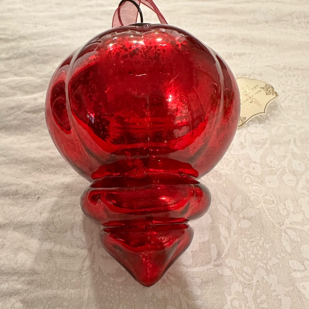 Mercury Glass Vintage look Finial Ornament red large - Picture 3 of 5